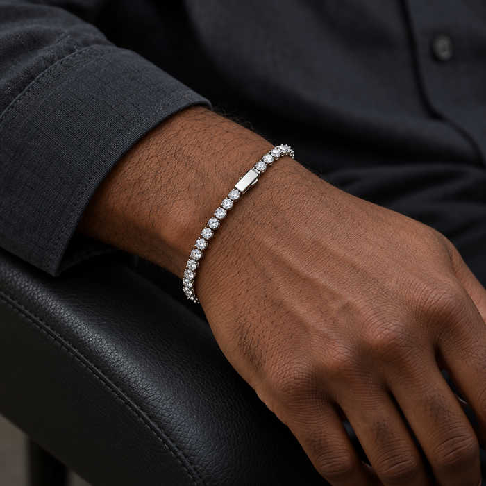 The Line Bracelet worn on a wrist